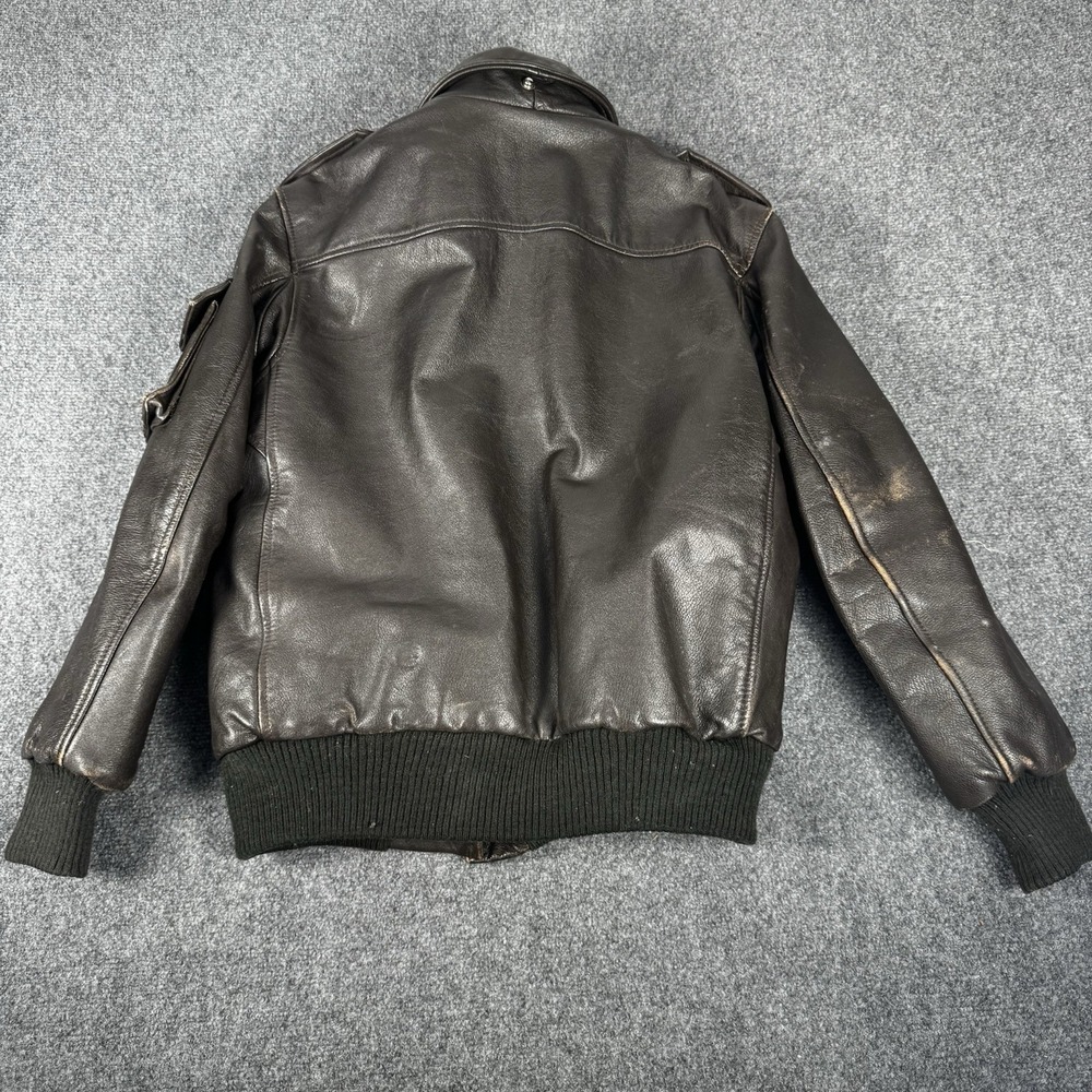 Vintage Pack-In Products A-2 Flight Jacket Leather Bomber Fur Lined 674 SL 80s - Picture 6 of 8
